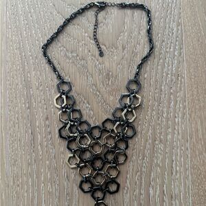 Elegant Black and Gold Hexagon Necklace